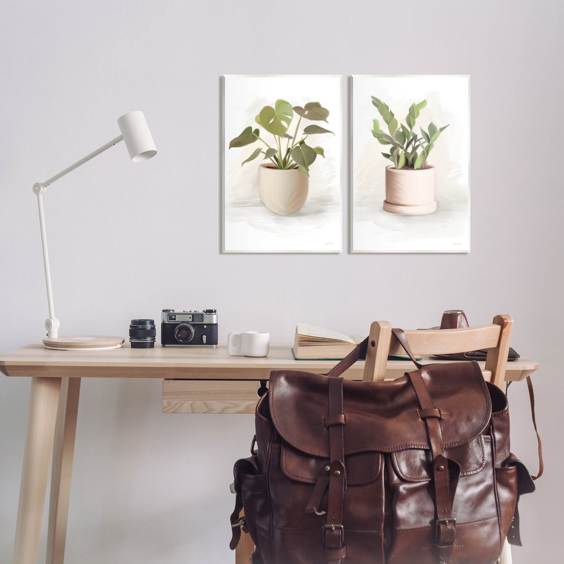 Stupell Industries Simple Cottage Potted Plants Graphic Art Unframed Art Print Wall Art, Set of 2, Design by House Fenway