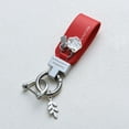 thumbnail image 3 of sunsanly Car Key Chain Leaf Shell Decor Exquisite Wide Strap Smooth Car Keys Storage Faux Leather Luxury Car Key Ring Holiday Gift, 3 of 8