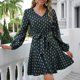 thumbnail image 2 of Moda Casual Mujer Cuello en V Jersey Bronceado Impreso Manga larga Temperamento Vestido de viaje Fridja  qw5939, 2 of 8