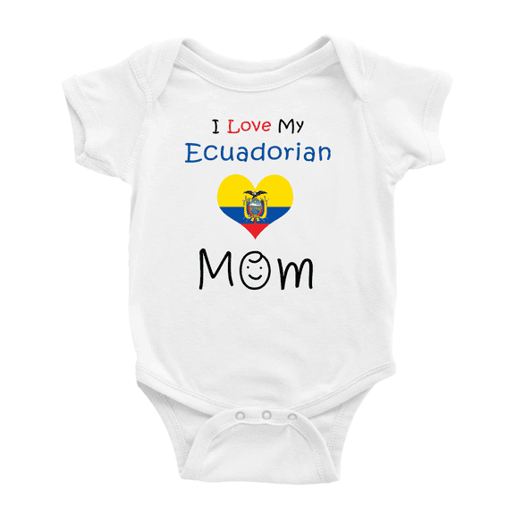 I Love My Ecuadorian Mom Baby Bodysuits Newborn Clothes (White, 0-3 Months)