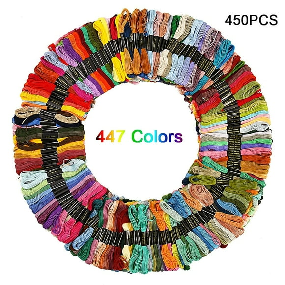 450 Pcs Écheveaux de Couture en Coton DMC Multicolores pour Broderie au Fil Croisé et au Point de Couture (447 Couleurs)