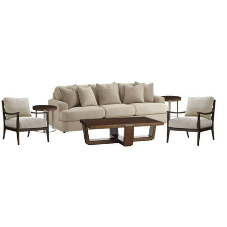 6 Piece Living Room Set With Sofa Set Of 2 Accent Chairs Coffee Table And Set Of 2 End Tables In Mocha And Ivory