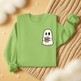 thumbnail image 4 of yardsong Halloween Cute Sweatshirt for Women Trendy Funny Ghost Long Sleeve Hoodies Casual Fall Crewneck Loose Tops Orange,XL, 4 of 6