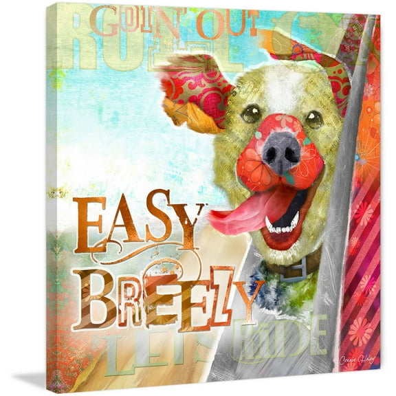 "Breezy Dog" Painting Print on Wrapped Canvas