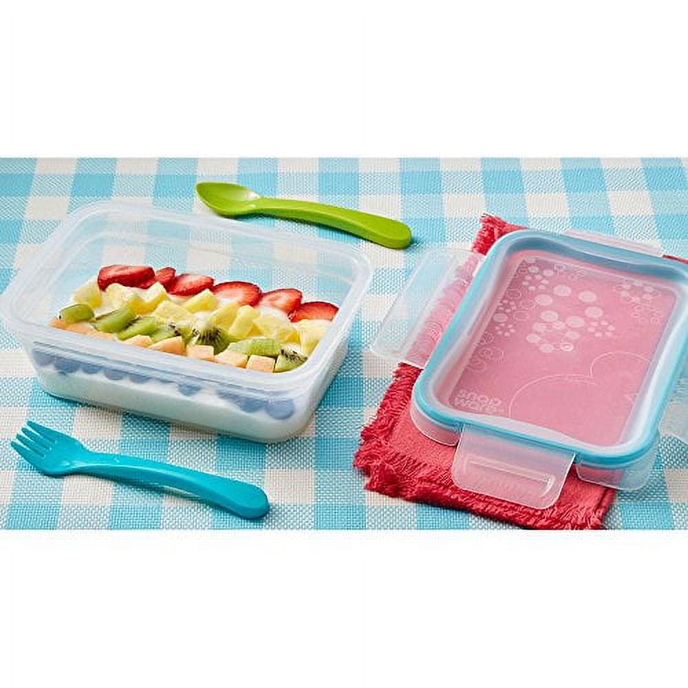 3-Cup Clear/Blue Total Solution Plastic Small Rectangle Food