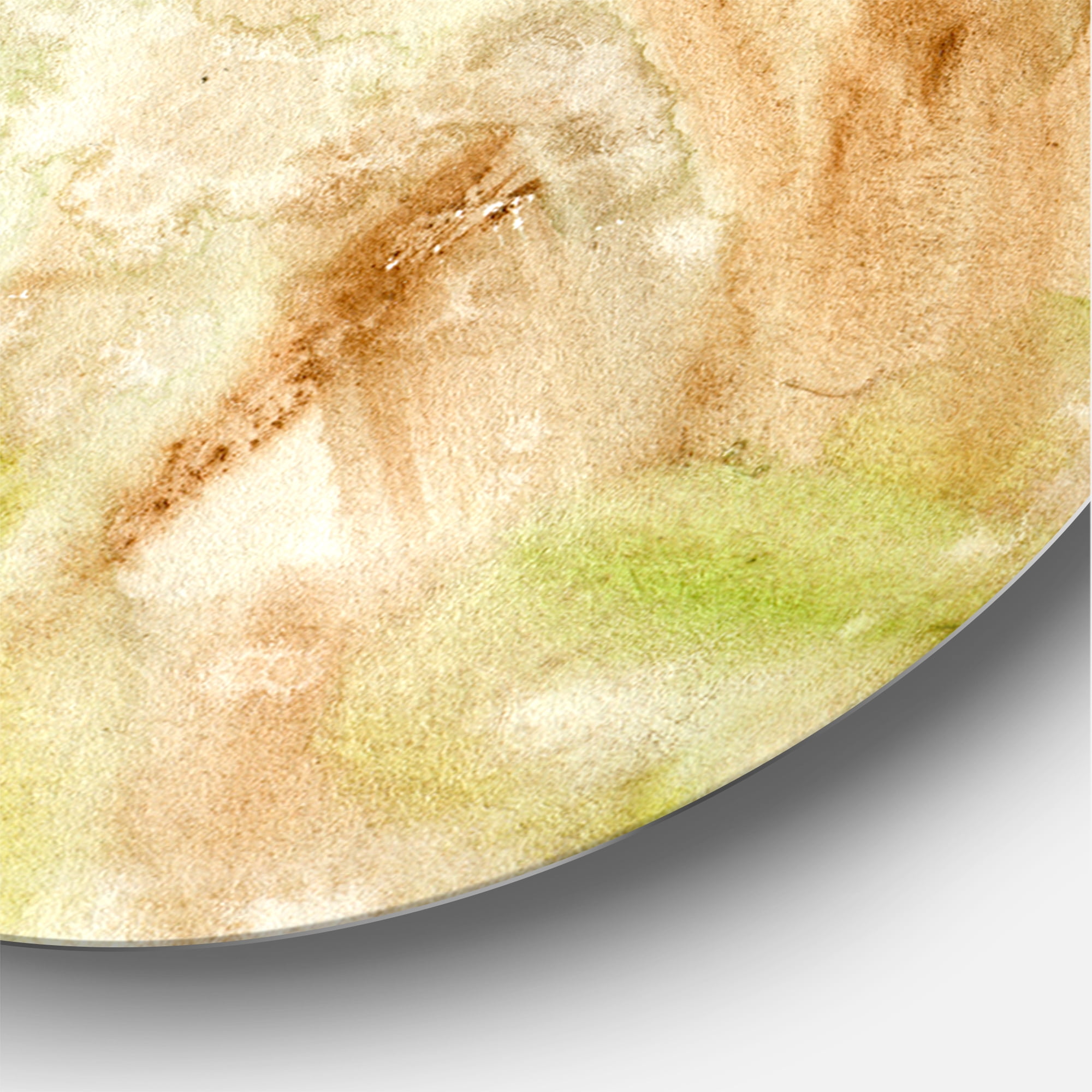 Designart 'Pastel Abstract With Brown Green and Beige Spots' Modern Circle Metal Wall Art 23x23 - Disc of 23