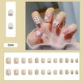 thumbnail image 2 of rynn&rae Z098 Square Short Medium Press on Nails Tips Full Cover Fake French Blue Black Pink Rainbow White Rhinestones Summer Uñas Postizas 24 ct/pk, 2 of 4