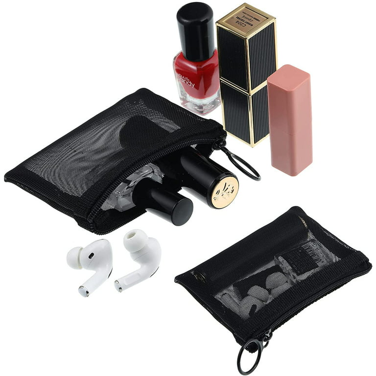 seebee 3 Pcs Portable Mesh Storage Bag, Small Zipper Pouch Pouch Mesh Coin Purse Mini Mesh Zipper Cosmetic Bag Multi-Purpose Small Storage Bag, Women's