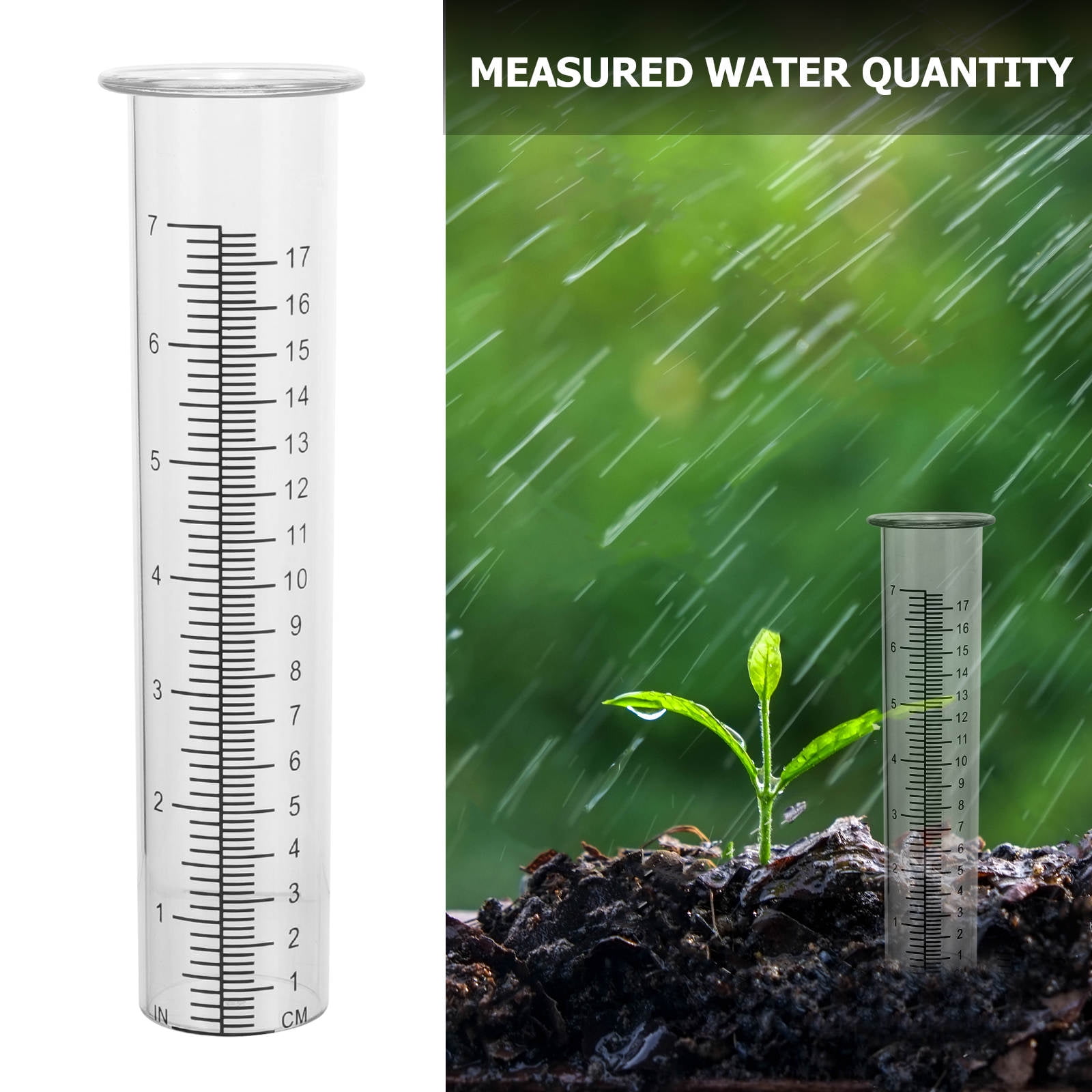 WHAMVOX 2Pcs Transparent Rain Gauge Clear Rain Measuring Tool Portable Rain Meter for Garden Lawn