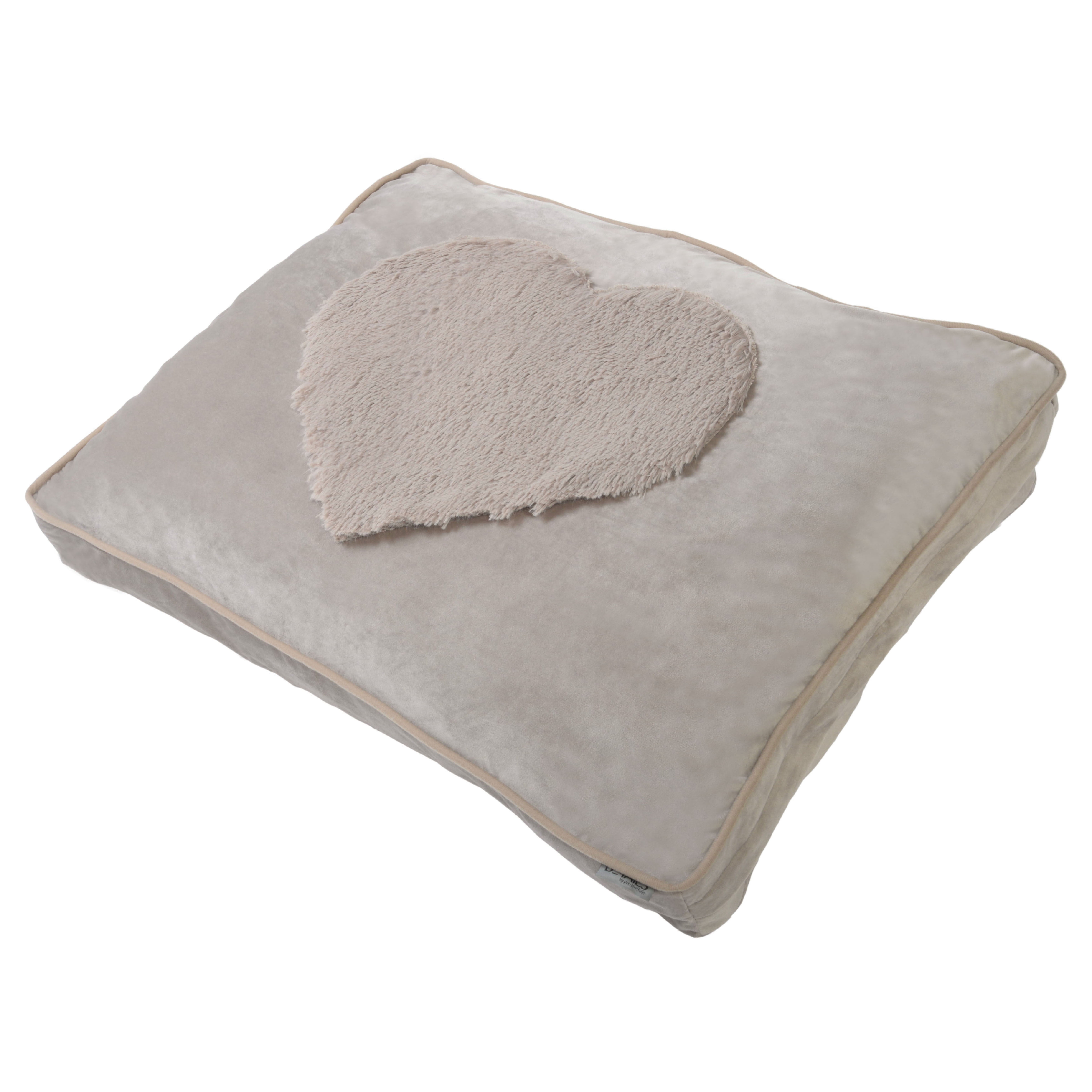Precious Tails Plush Velvet Heart Fur Applique Pillow Pet Bed