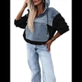 thumbnail image 3 of Sudadera con Capucha y Media Cremallera de Mezclilla para Mujer, Chaquetas y Tops de Mezclilla Negro L, 3 of 8