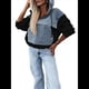 thumbnail image 3 of Sudadera con Capucha y Media Cremallera de Mezclilla para Mujer, Chaquetas y Tops de Mezclilla Negro L, 3 of 8