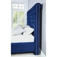 thumbnail image 3 of Queen Navy Blue Velvet Upholstered Panel Bed with Clear Acrylic Legs, 3 of 4