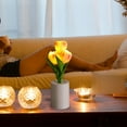 thumbnail image 3 of LED Flower Lamp for Women - Artificial Orchid in White Pot with 3 Realistic Branches, Cordless Table Night Light for Bedroom, Romantic Gift for Wife, Mom, Home Living Room Decor, 3 of 6