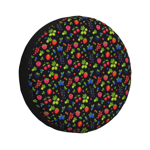 Fotbe Berries Funda de Llanta de Repuesto con Estampado, Engrosada, Ajuste Universal para Jeep, Remolque, RV, SUV, Camión-17 inch