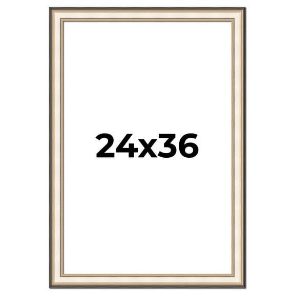 24x36 Frame Gold Silver Plein Aire 2" Inch Wide Moulding Solid Wood Picture Frame | Modena