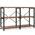 thumbnail image 2 of Gymax Metal Frame 3 Tier Console Table, Brown/Black, 2 of 10