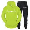 thumbnail image 4 of Conjunto de ropa deportiva con estampado de latidos del corazón de Dachshund para hombre, sudaderas con capucha y pantalones de manga larga a la moda, trajes de 2 piezas, chándales con diseño de perro, 4 of 5