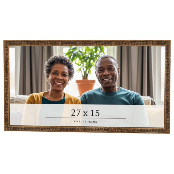27x15 Frame Gold Kingsley Distressed Solid Wood Picture Frame Width 0.75 Inches | Interior Frame