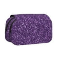 thumbnail image 1 of Disketp Purple Glitter Estuche de Lápices de Doble Capa con Tapa Abatible y Cremallera, Organizador Escolar para Adolescentes y Adultos, 1 of 7