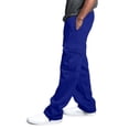 thumbnail image 4 of Men Soft Cargo Jogger Sweatpants Elastic Drawstring Waist Loose Fit Casual Athletic Outdoor Travel Pants Multi Functional Cargo Pockets 5XL, 4 of 5