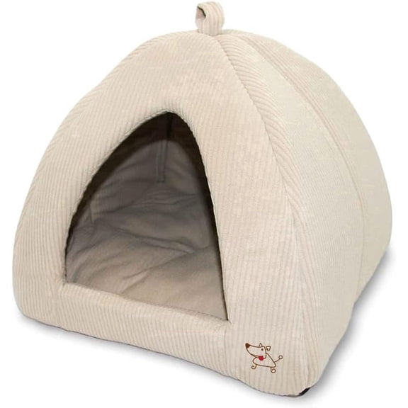 Pet Tent-Soft Bed for Dog and Cat by Best Pet Supplies - Beige Corduroy, 16" x 16" x H:14"
