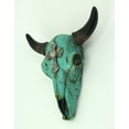 thumbnail image 2 of Turquoise Steer Skull with Cross Decorative Wall Sculpture Halloween, 2 of 4