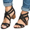 thumbnail image 5 of Tuobarr Womens Dress Heels Womens Middle Heels Fashion Hollow Out Ankle Strap Sandals Casual Shoes Black US Size 9, 5 of 5