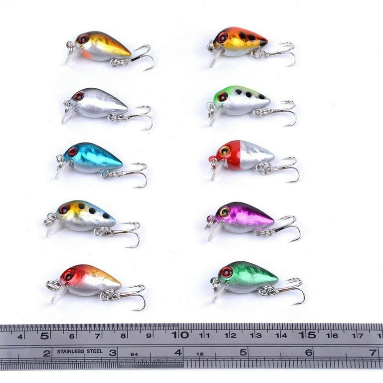 Sougayilang Mini Ice Fishing Lures Micro Crankbait with Treble Hook Fishing Bait 2.6Cm/1.6G with Fishing Tackle Box for Freshwater Fishing