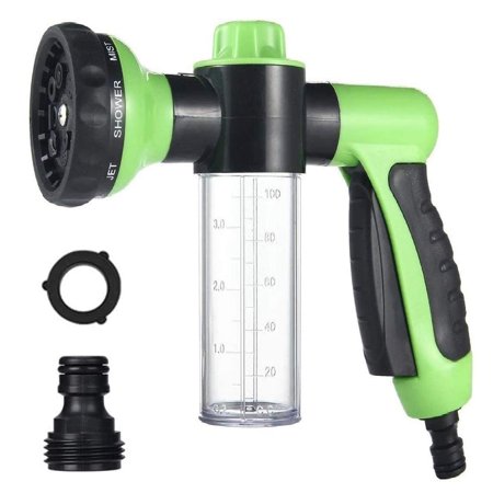 Garden Hose Nozzle, High Pressure Hose Spray Nozzle 8 Way Spray Pattern with 3.5oz/100cc Soap Dispenser Bottle Snow Foam Gun for Watering Plants, Lawn, Patio, Car Wash, Cleaning，Showering Pet