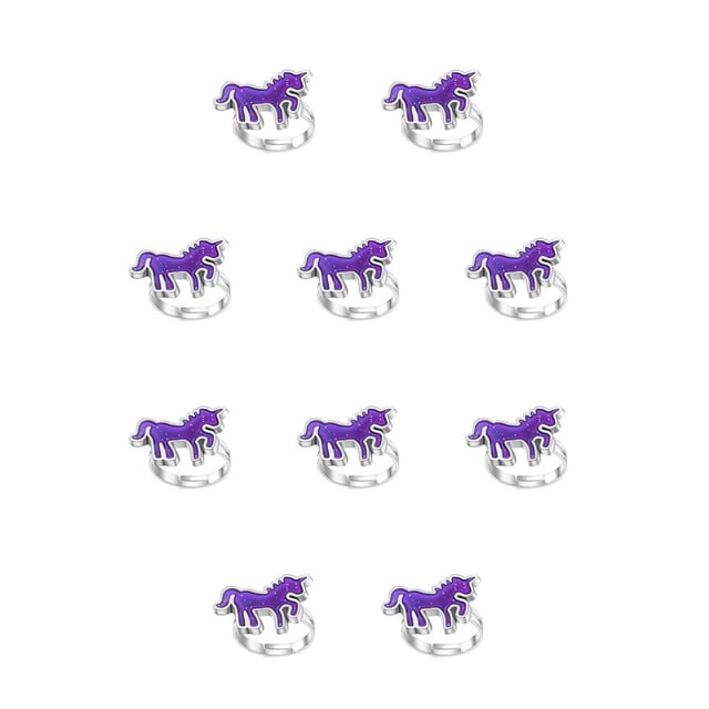 Minnieouse Anillos de humor Unicornio Diferentes estilos No es fácil de romper Joyería de temperatura cambiante duradera Diseño único Pequeño Poni / Unicornio 10piezas