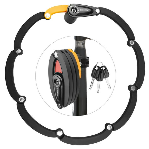 BIKERSAY Portable Folding Bike Lock with Keys - Anti-Theft, Durable Alloy Steel, Reflective Sticker, Adjustable Strap, Suitable for Mountain & Electric Bikes - BK012B