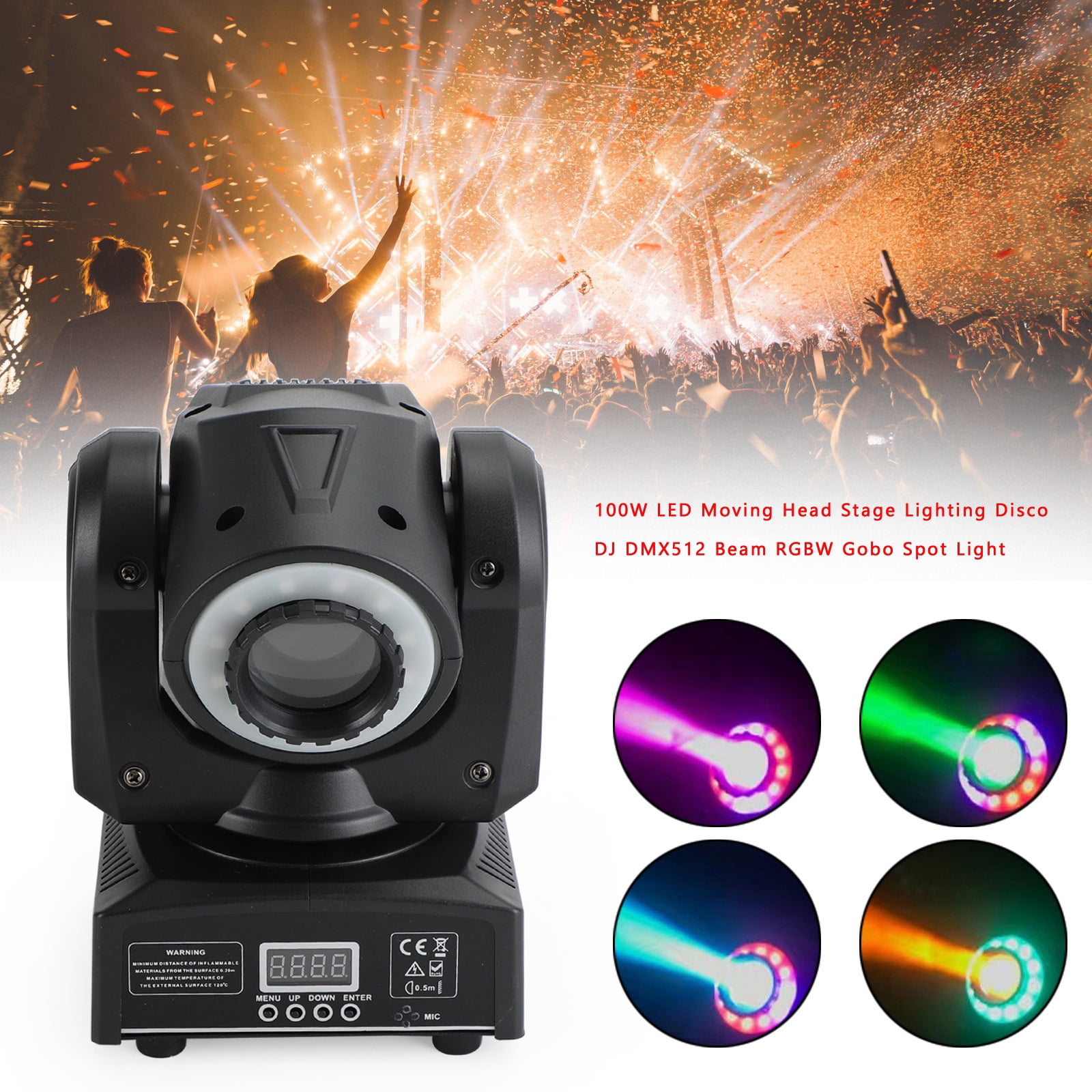 100W LED Moving Head Stage Lighting Disco DJ DMX512 Beam RGBW Gobo Spot Light Walmart.com