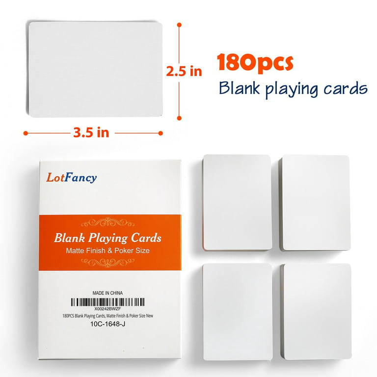 180Pcs Dry Erase Blank Playing Cards Kids Learning Game Card