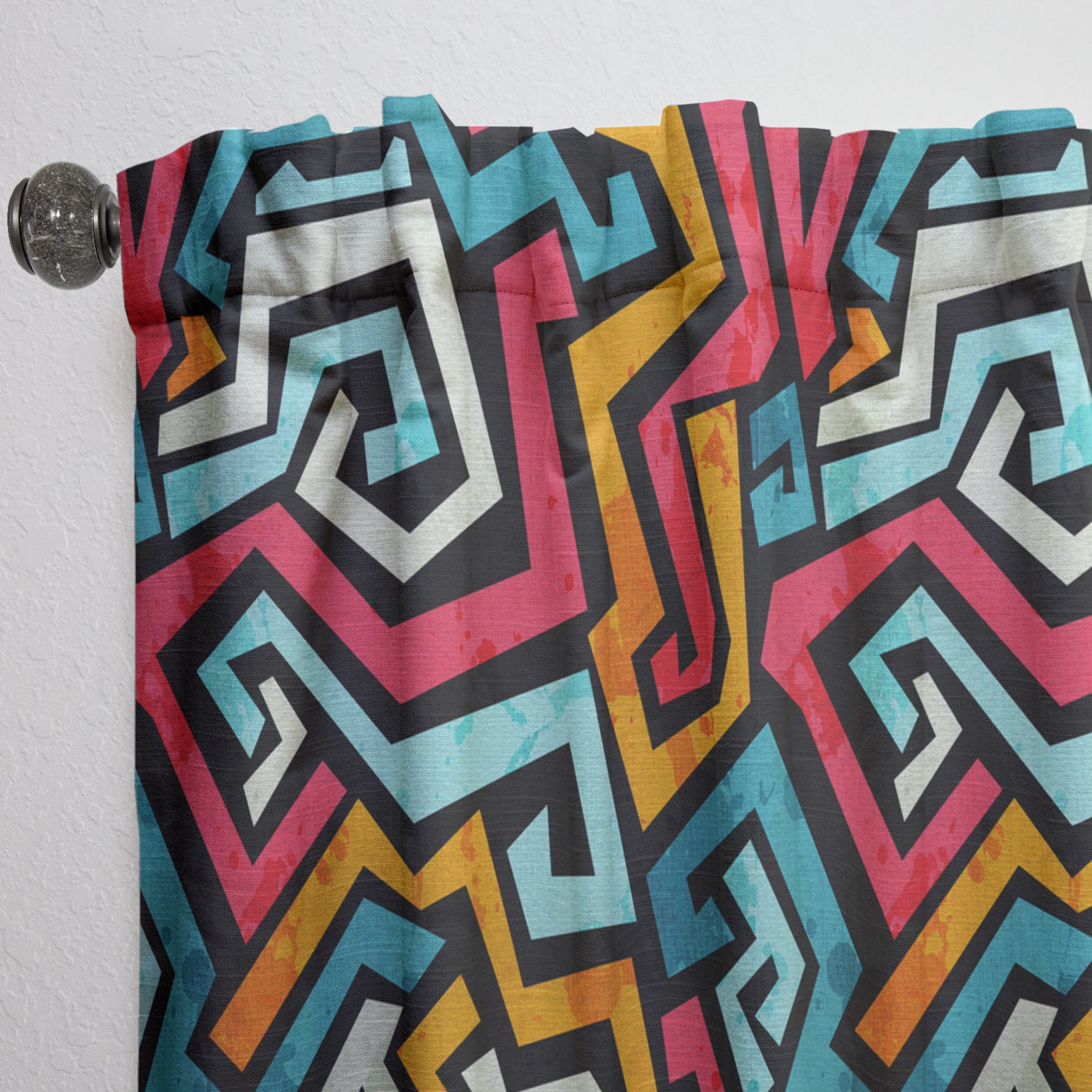 Designart 'Grunge Effect With Bright Graffiti Pattern' Modern & Contemporary Curtain Panel