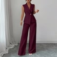 thumbnail image 6 of Stichou Suits 2 Piece Set for Women Sophisticated One Button Blazer Wide Leg Trousers Set Professional 2026 Office Work Casual Solid Outfits Purple 2XL, 6 of 7
