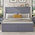 thumbnail image 2 of VanAcc Farmhouse Queen Size Bed Frame with Headboard and 4 Storage Drawers, Solid Wood Barn Door with Wood Slats, Heavy Duty, Noise-Free, Grayish Blue, 2 of 9