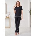 thumbnail image 2 of Conjunto 2 Piezas, Blusa Manga Corta y Pantalón Recto con Abertura, Estilo Elegante y Moderno para Mujer, 2 of 5