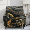 thumbnail image 2 of Whosucclay Black Marble Print Recliner Chair Covers Lazy Boy Recliner Covers Stretch Couch Cover Slipcovers 4 Piece Furniture Protector with Elastic Bottom for Kids, Pets, 2 of 8