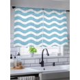 thumbnail image 5 of Sheer Curtains 54 Inch Length 2 Panels Set for Kitchen, Blue White Semi Sheer Curtains for Windows, Modern Abstract Waves Water Ripple Striped Voile Window Treatments Rod Pocket Curtain, 5 of 7