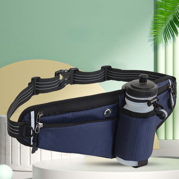 Sac Banane de Course, Ceinture d'Hydratation Réglable avec Porte-Bouteille Pliable, Pochette Résistante à l'Eau, Poche Zippée Multifonctionnelle Sangle Réglable Sac Banane Résistant à l'Eau