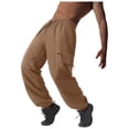 thumbnail image 5 of HOOMEUMY Mens Sweatpants Cargo Pants Elastic Waist Drawstring Stretch Baggy Trousers Wide Leg Outdoor Joggers with Pockets (Khaki,L), 5 of 6