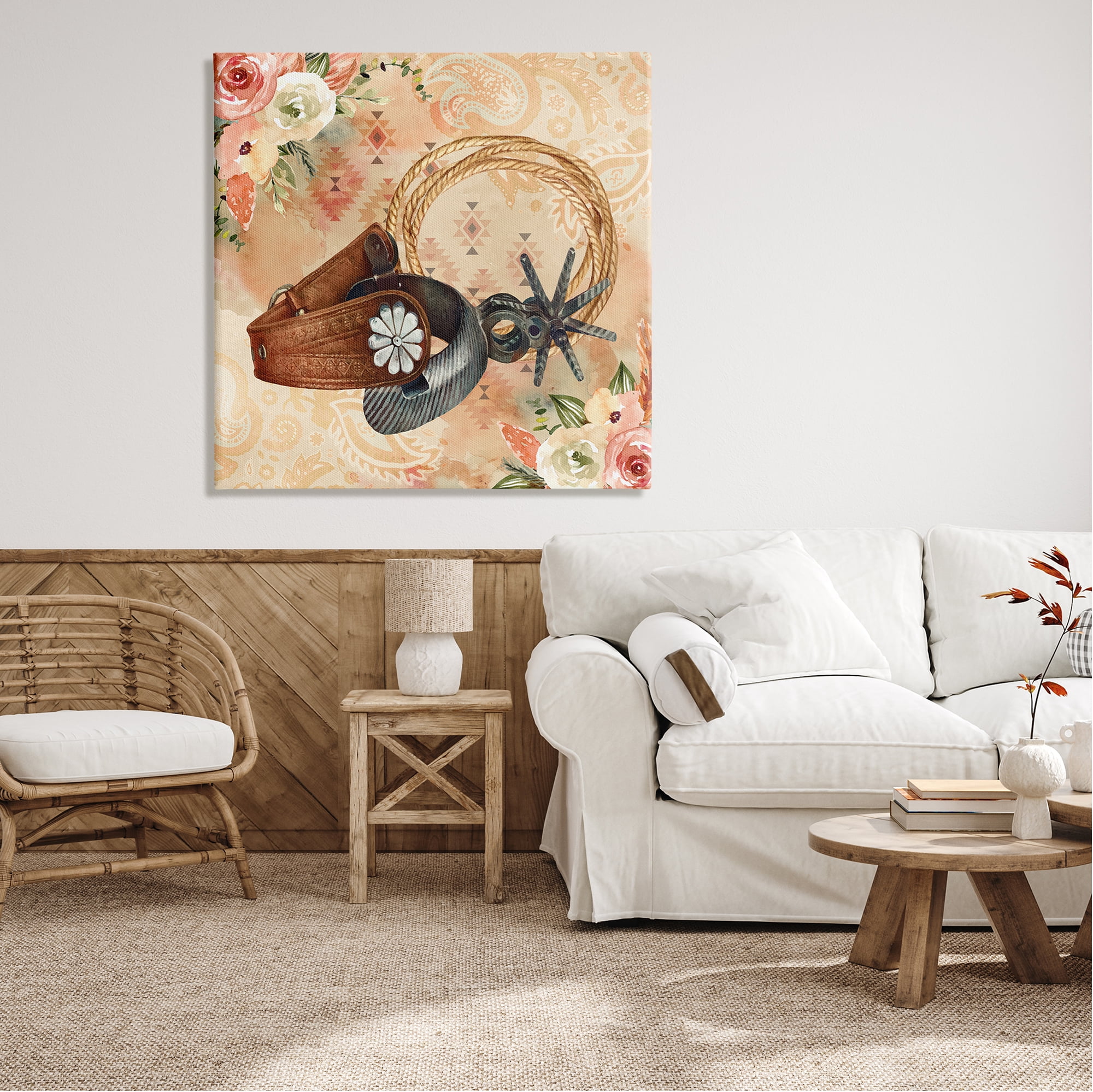 Stupell Cowboy Spurs Floral Roses Beauty & Fashion Painting Gallery Wrapped Canvas Print Wall Art