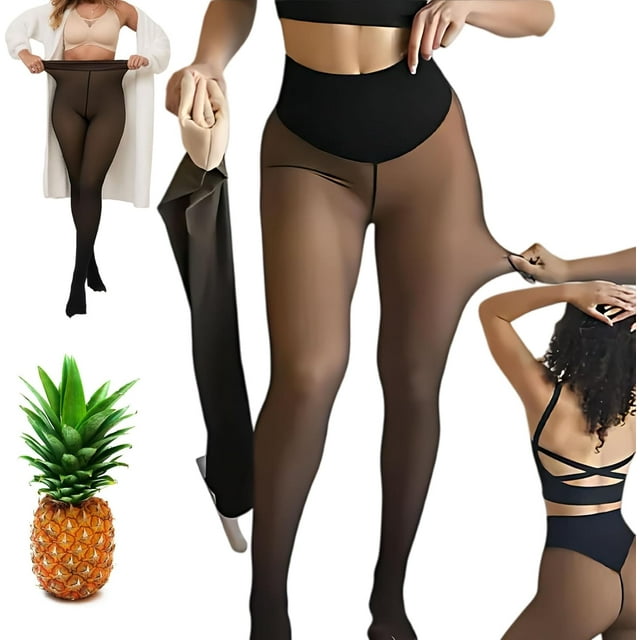 New Compression Band & One Seam Option The Original Magic Fleece Lined Leggings, Winter Fake Translucent Warm Tights