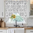 thumbnail image 4 of Grey Flower Kitchen Window Curtains, Swag Curtains Valance for Bedroom Living Room Bathroom, Vintage Farmhouse Boho Leaf Spring Plant Rod Pocket Window Treatment Curtain Block Drapes 2 Panels 36"x63", 4 of 9