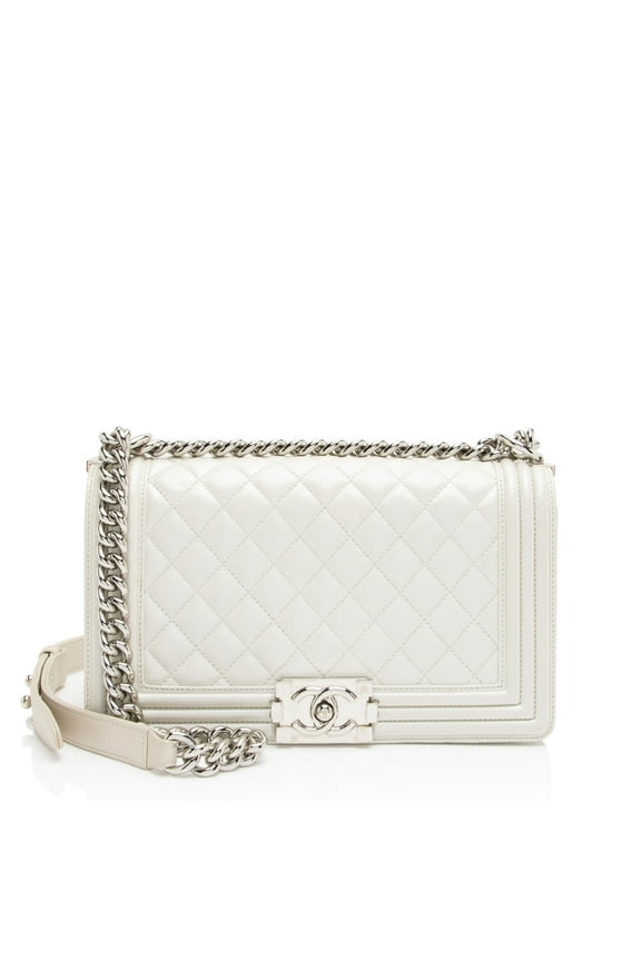 Pre-Owned Chanel Iridescent Calfskin Old Medium Boy Bag