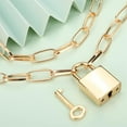 thumbnail image 5 of Dainty layered Padlock Necklace with Key Paperclip Link Chain Choker for Women, 5 of 12