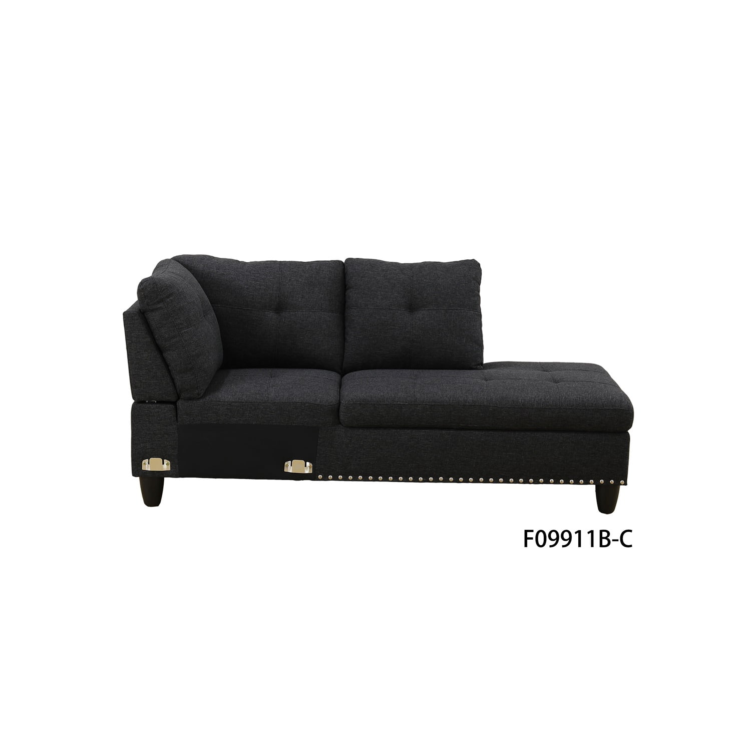 Hommoo Sofa Set, Linen 2-Piece Sofa Living Room Sofa Set,L-Shaped Living Room Couches,Black Grey
