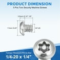 thumbnail image 2 of 5Pack 1/4-20 x 1/4" Torx Security Machine Screws Bolt, Silver Tone, 2 of 6
