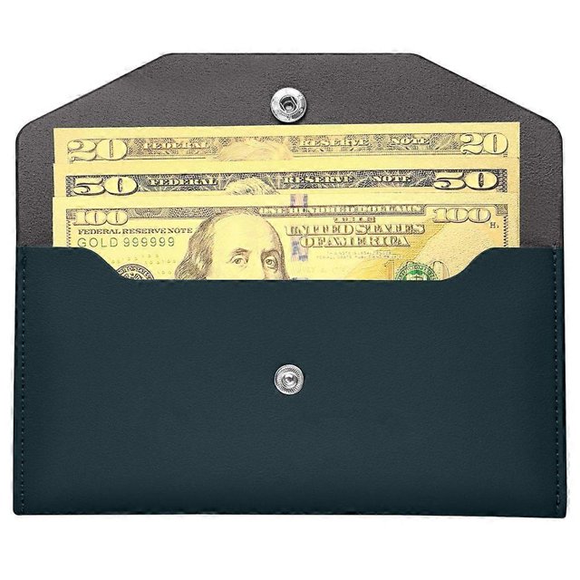 Enveloppes de Trésorerie en Cuir PU, Enveloppes de Budget Réutilisables Imperméables 7.2 x 3.6 Pouces (Bleu)